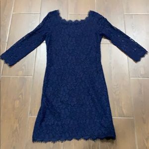 Navy blue lace long sleeve Diane von Furstenburg